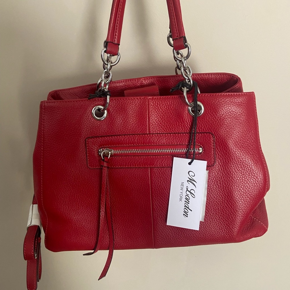 Red M.London Full Grain Leather Satchel